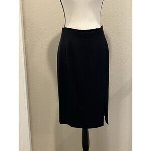 Vintage ANNE KLEIN Black Pencil Skirt with Front Slit Size 10